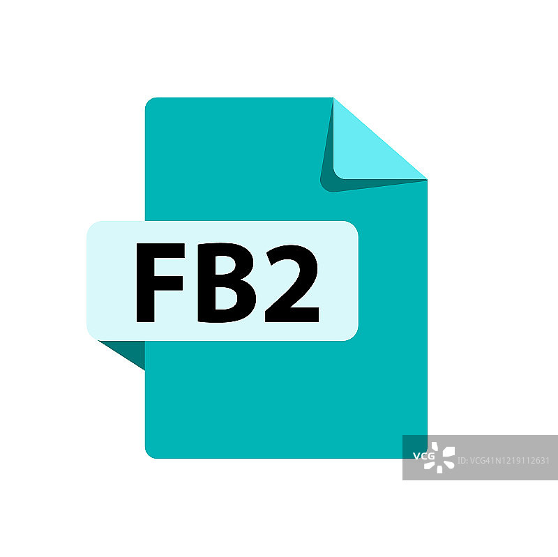 向量蓝色图标FB2。文件格式扩展图标。图片素材