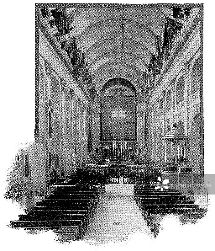 法国巴黎荣军院Dôme礼拜堂，19世纪图片素材