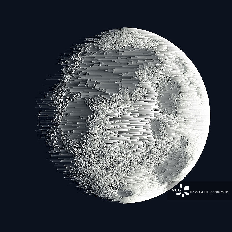 抽象空间月亮扭曲的毛刺纹理黑色背景图片素材