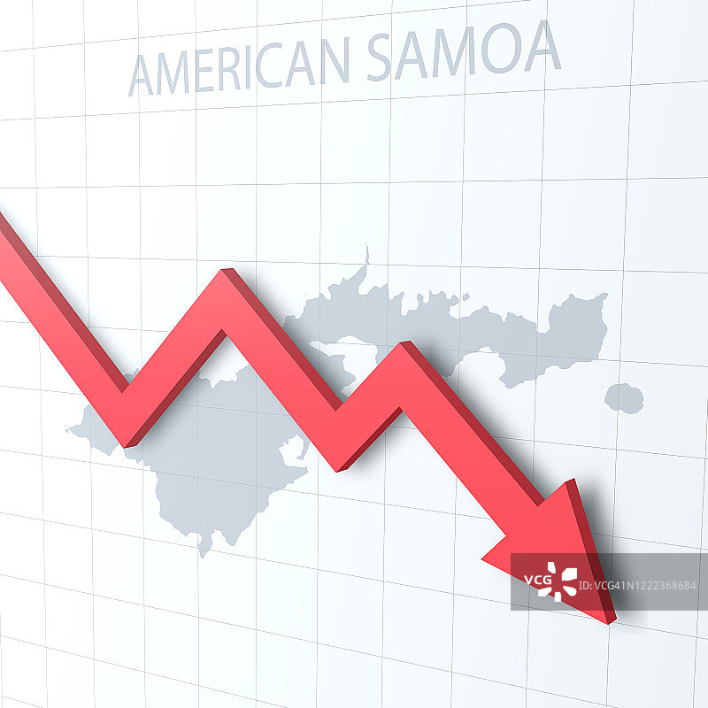 下落的红色箭头与美属萨摩亚地图的背景图片素材
