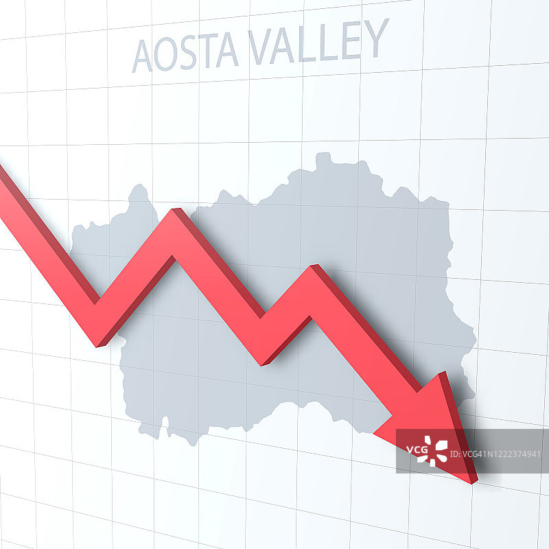 下落红色箭头与Aosta山谷地图的背景图片素材