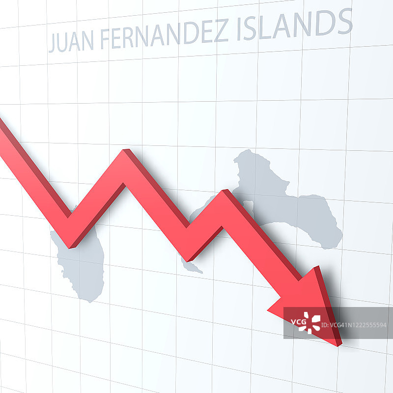 下落的红色箭头与背景上的胡安费尔南德斯群岛地图图片素材