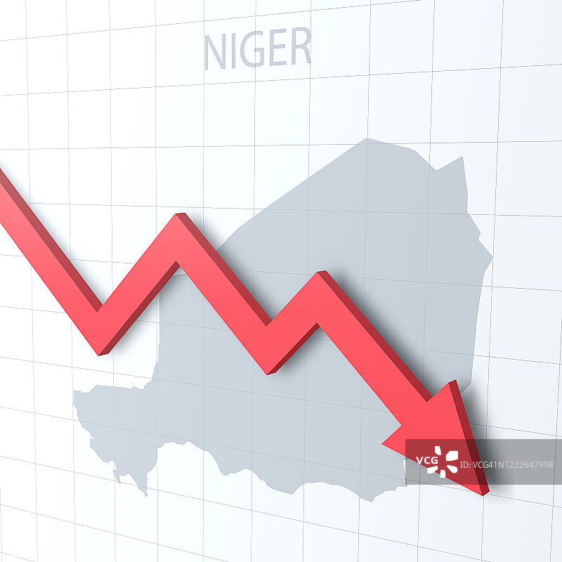下落的红色箭头与尼日尔地图的背景图片素材