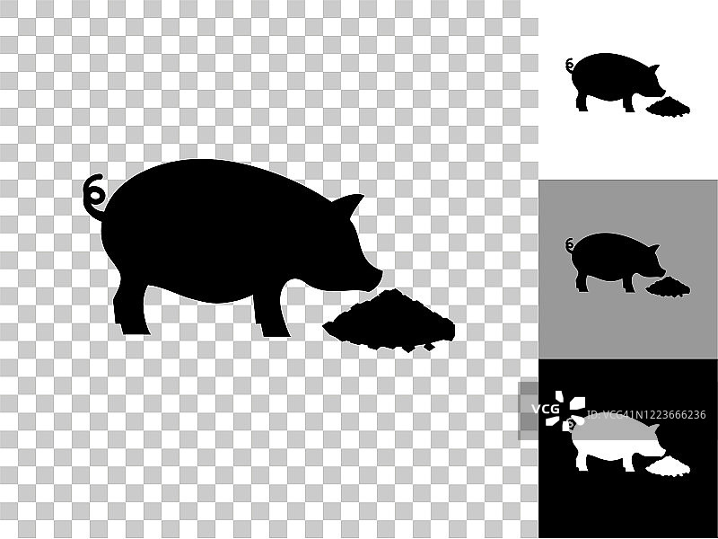 喂食猪图标在棋盘上透明的背景图片素材