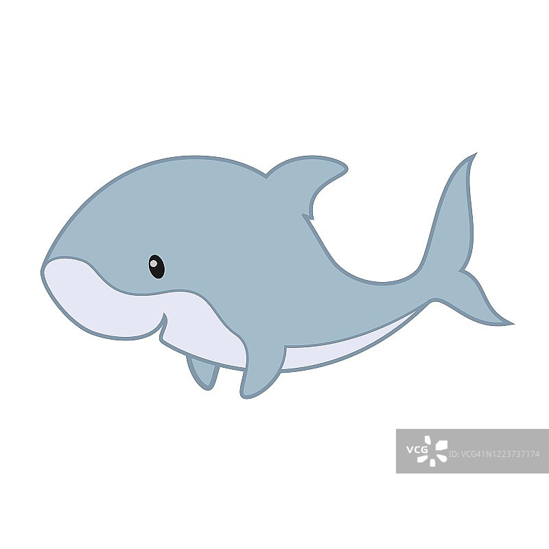 可爱的鲨鱼与轮廓矢量插图图片素材