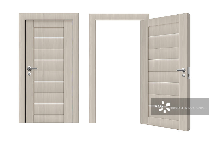 设置模板的大门与白色门现实向量插图孤立。图片素材