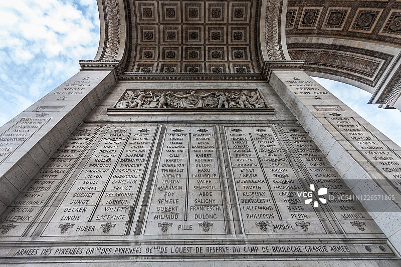 巴黎凯旋门的低角度视图图片素材