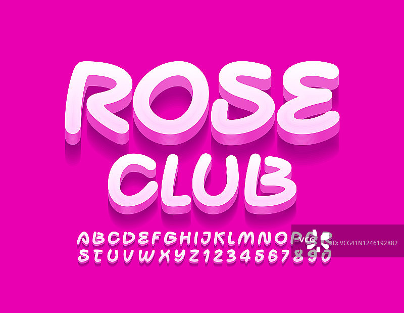 向量时尚的标志玫瑰俱乐部。手写时髦的字母和数字图片素材