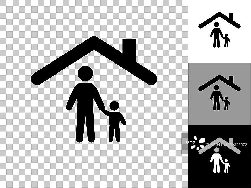 家庭和Home图标在棋盘透明的背景图片素材
