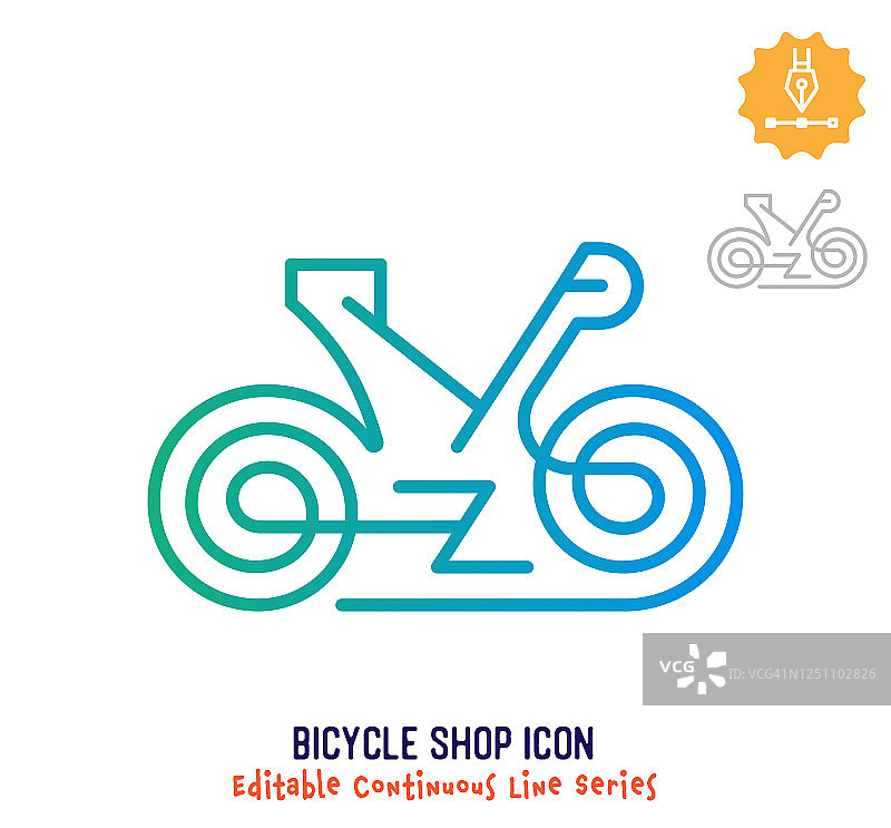自行车店连续线可编辑的笔画线图片素材