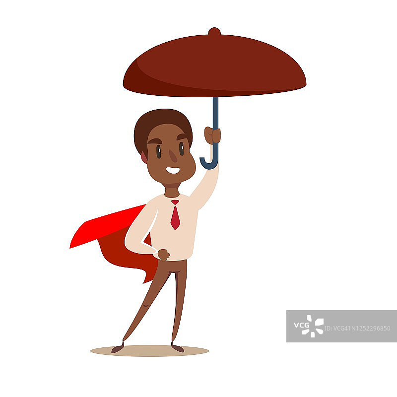 非裔美国超级英雄商人打着保护伞图片素材