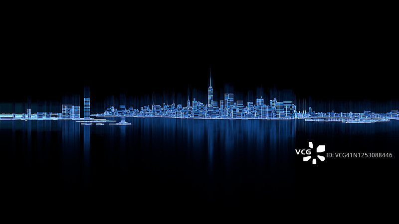 三维渲染的数字城市夜景图片素材