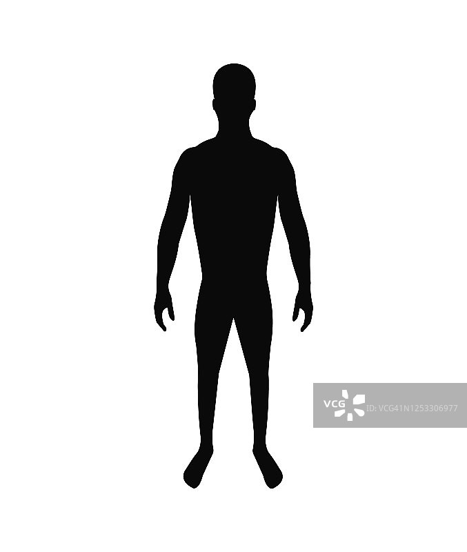 一个成年男性运动员的轮廓。白色背景上的男人图标。图片素材