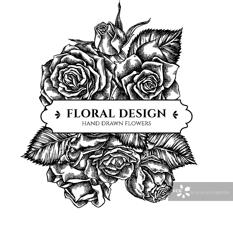 花束设计与黑色和白色玫瑰图片素材