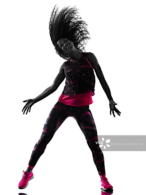 女有氧舞者健身舞蹈健身运动孤立的白色背景图片素材