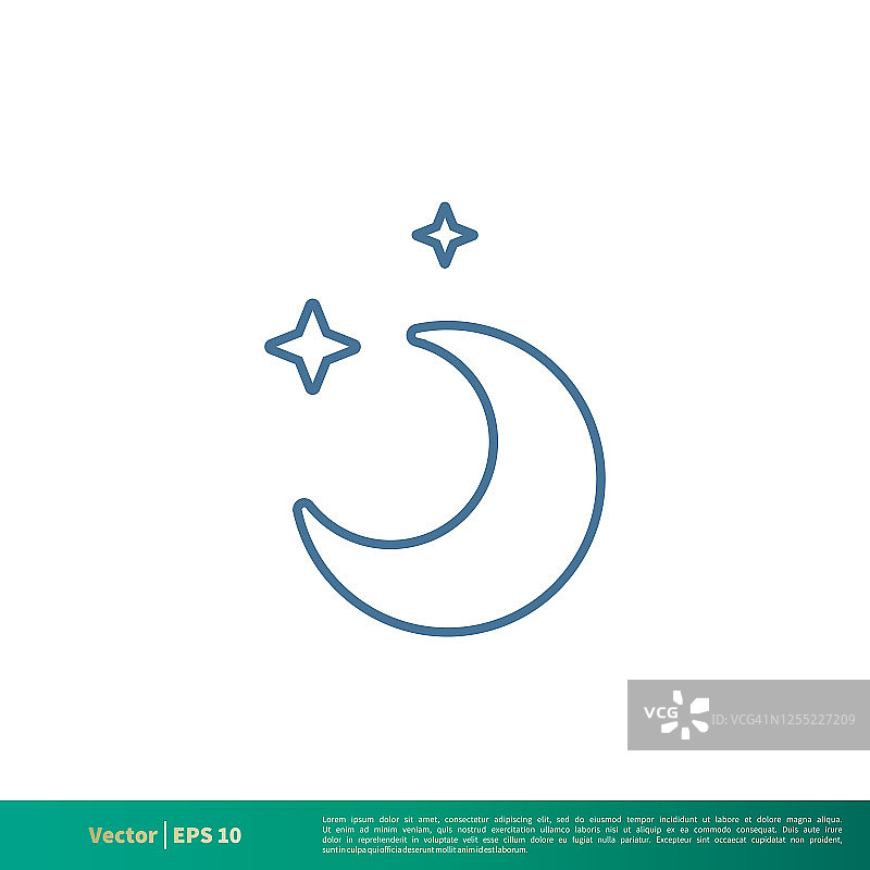月亮和星星图标矢量标志模板插图设计。向量EPS 10。图片素材