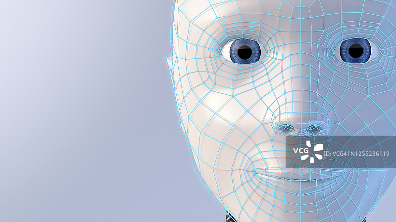 三维渲染的机器人头图片素材