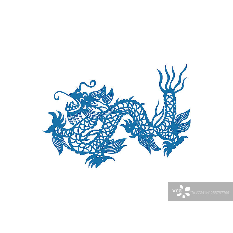 十二生肖龙(中国剪纸图案)图片素材