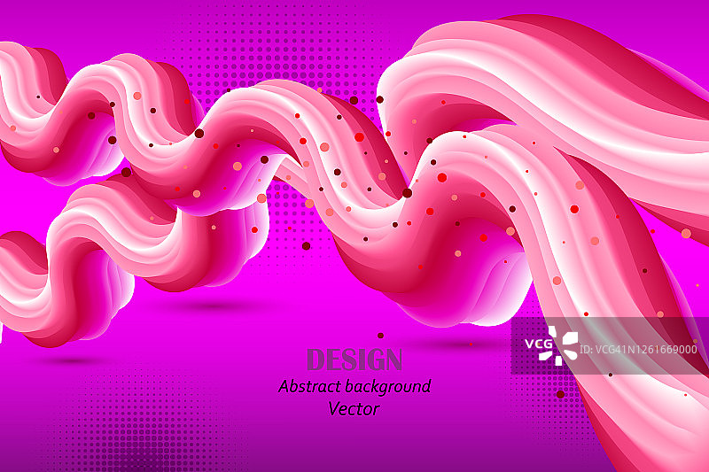 色彩流动抽象造型海报设计。粉色背景矢量图图片素材