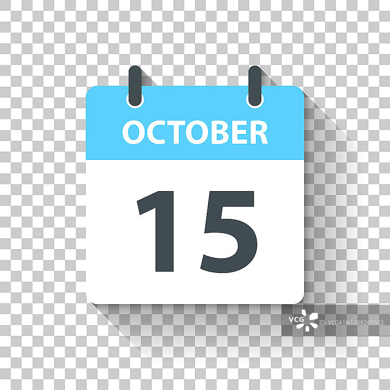 10月15日-每日日历图标在平面设计风格图片素材