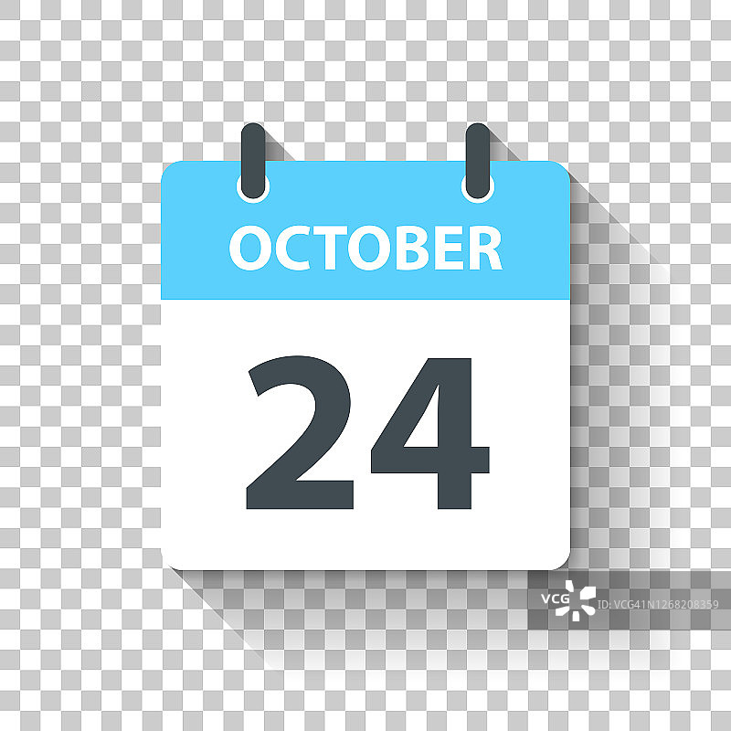 10月24日-平面设计风格的每日日历图标图片素材