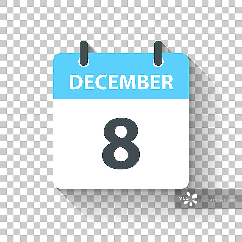 12月8日-每日日历图标在平面设计风格图片素材