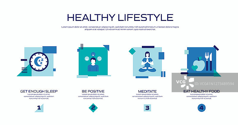 健康生活方式相关的平面图标，矢量符号插图。图片素材