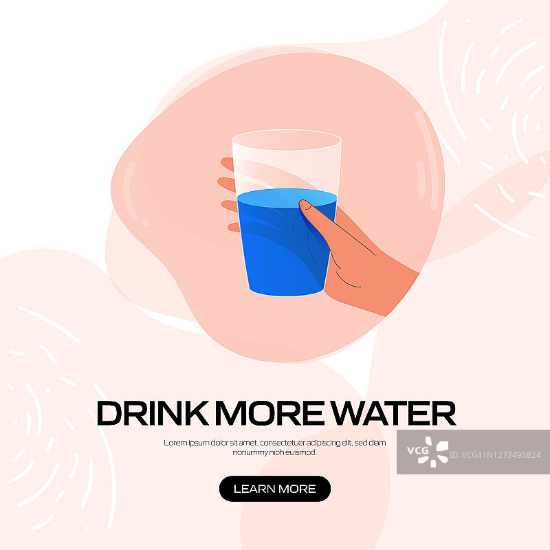 健康生活方式-多喝水概念矢量插图网站横幅，广告和营销材料，在线广告，商业演示等。图片素材