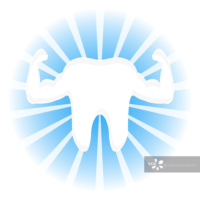 强壮的卡通膨胀肌肉健康的牙齿图片素材