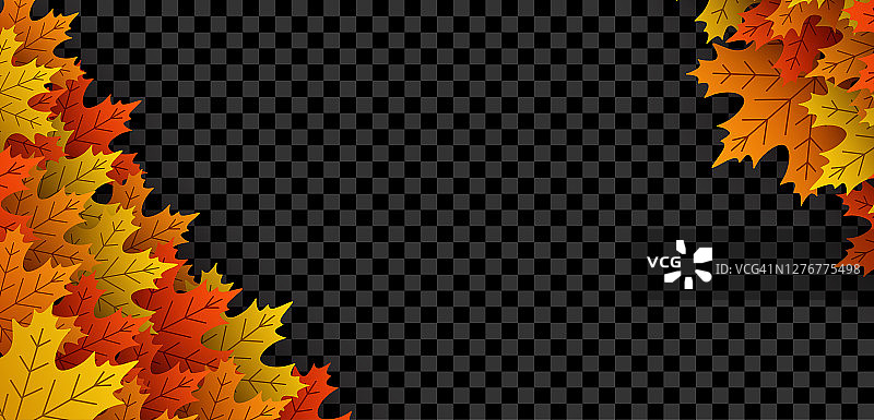 秋天金色的枫叶角框。图片素材
