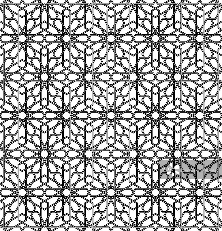 无缝阿拉伯黑白几何装饰。矢量插图。图片素材