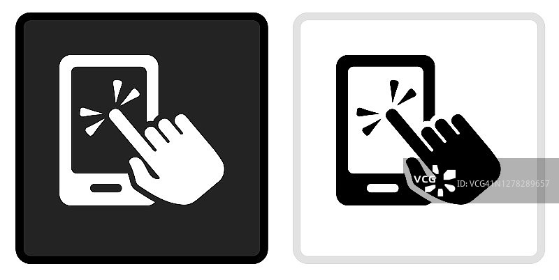 触摸屏智能手机图标上的黑色按钮与白色翻转图片素材