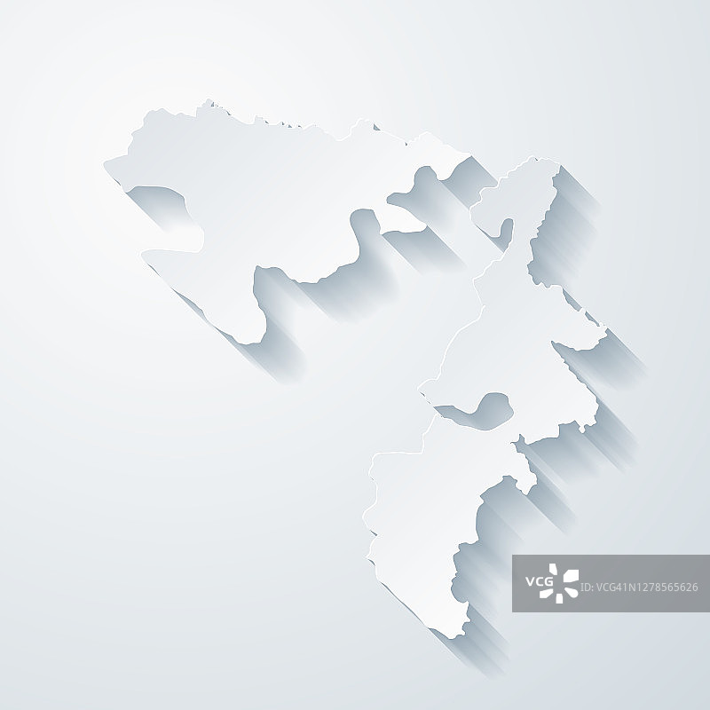 Republika Srpska地图与空白背景剪纸效果图片素材