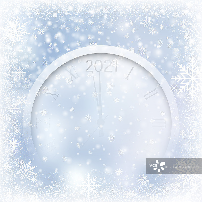 圣诞或新年贺卡与飘落的雪花和观看蓝天。向量图片素材