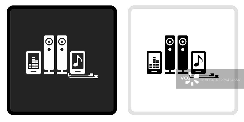 音乐电子图标上的黑色按钮与白色翻转图片素材