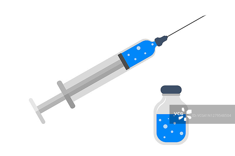 注射器和疫苗瓶。医学概念。矢量插图。图片素材