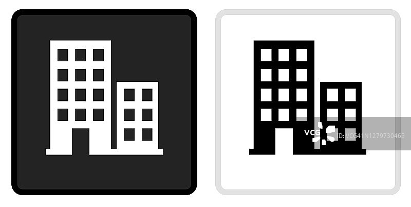 建筑图标在黑色按钮与白色翻转图片素材