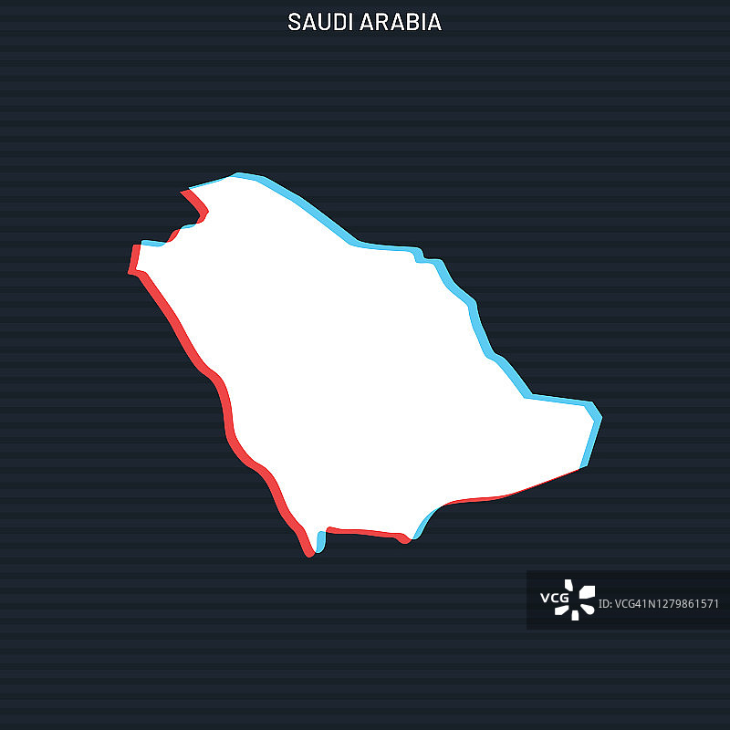 沙特阿拉伯地图在黑暗背景矢量股票插图设计模板。轮廓上的两种颜色风格。图片素材