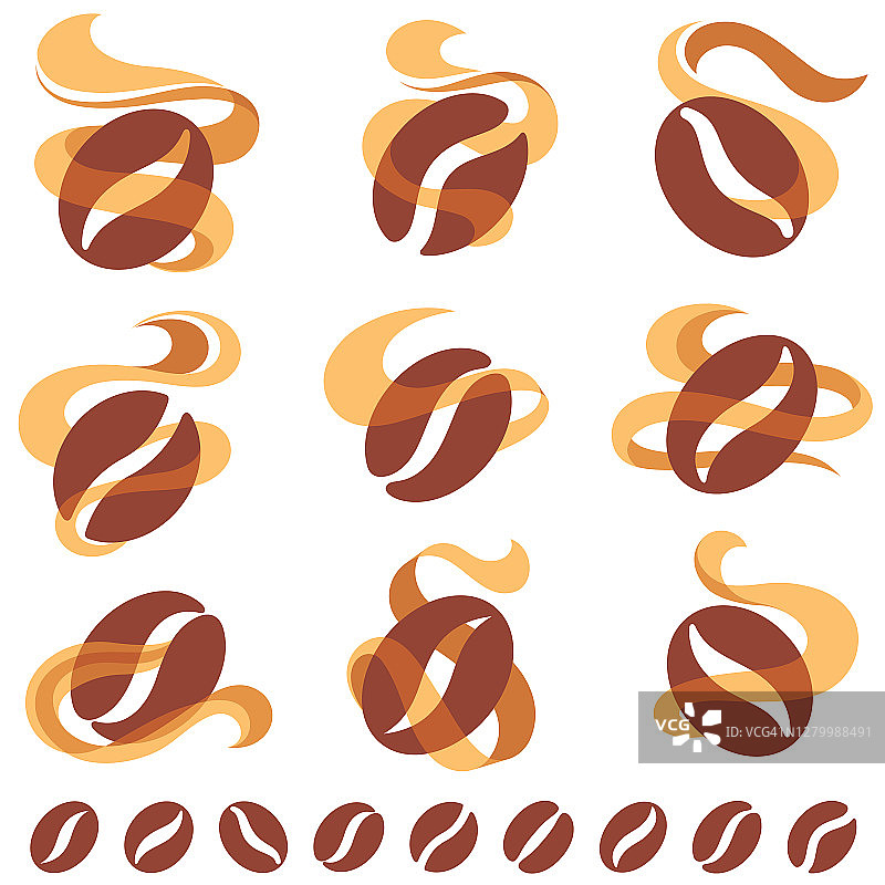 咖啡豆图标设置图片素材