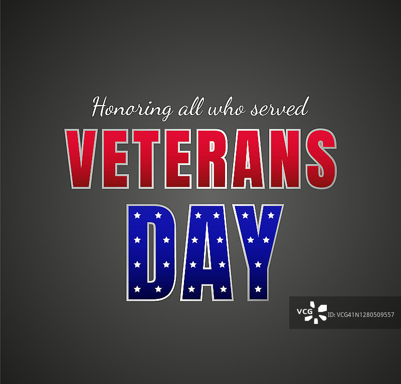 向所有为国效力的人致敬。在美国退伍军人节庆祝旗帜设计模板矢量图片素材
