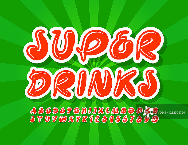 向量明亮的标志超级饮料与创意字母和数字图片素材