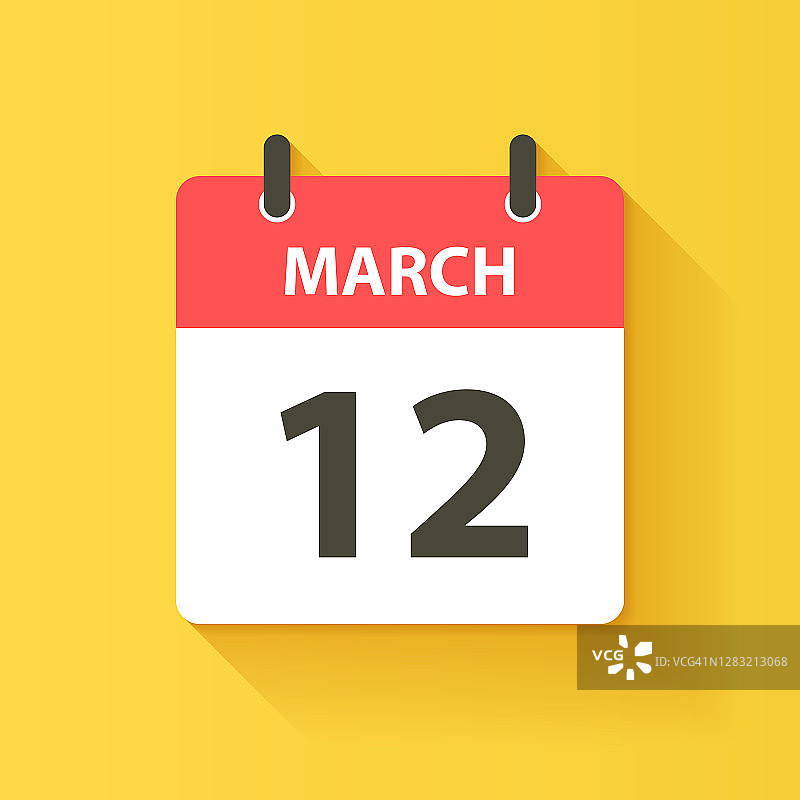 3月12日-日日历图标在平面设计风格图片素材