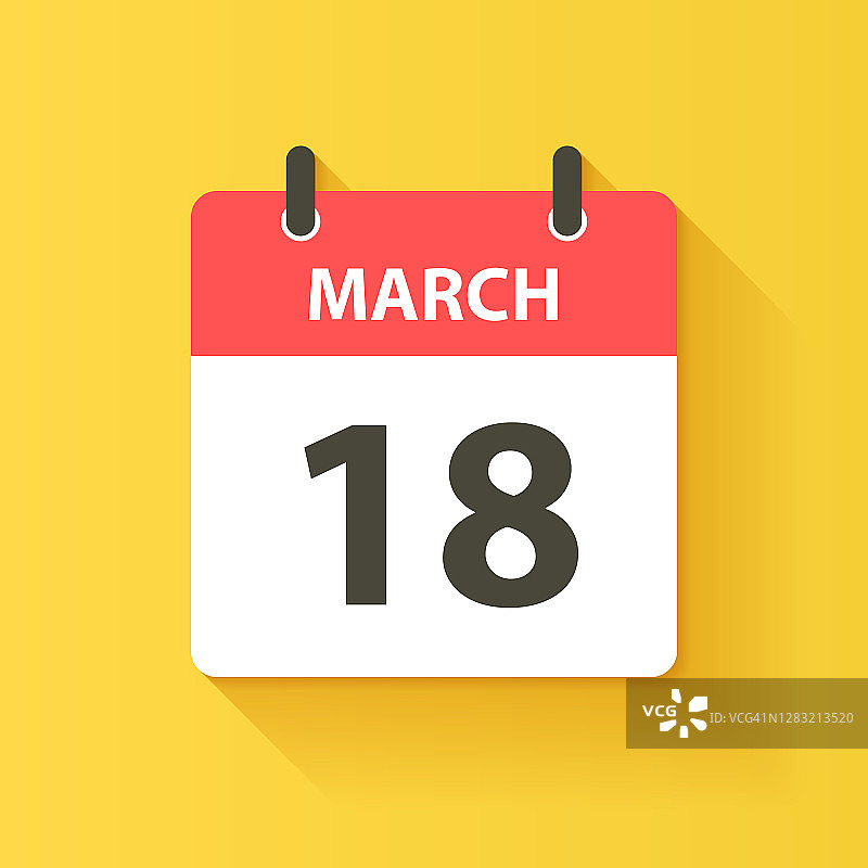3月18日-日日历图标在平面设计风格图片素材