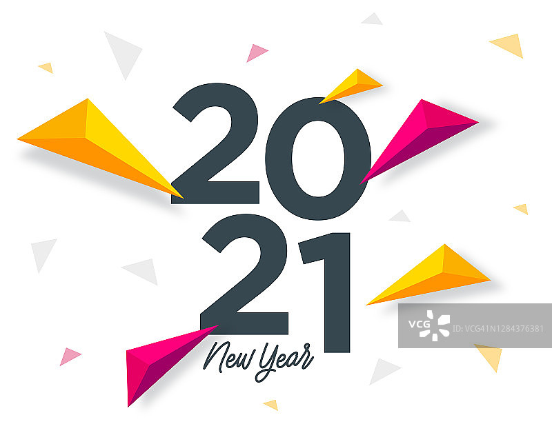 2021年新年字母。三角形的形状。节日贺卡模板。股票插图图片素材