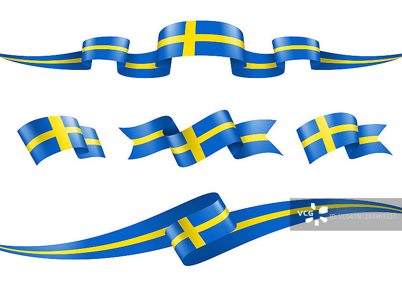 瑞典旗丝带设置-矢量股票插图图片素材