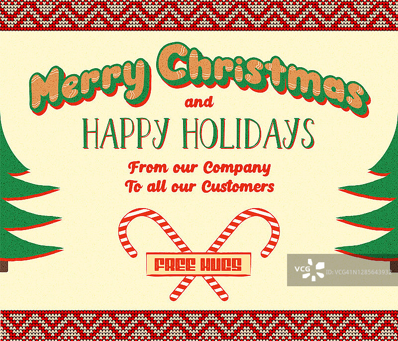有趣和快乐的圣诞节社交媒体活动海报或打印传单模板与糖果手杖和圣诞树促销图片素材