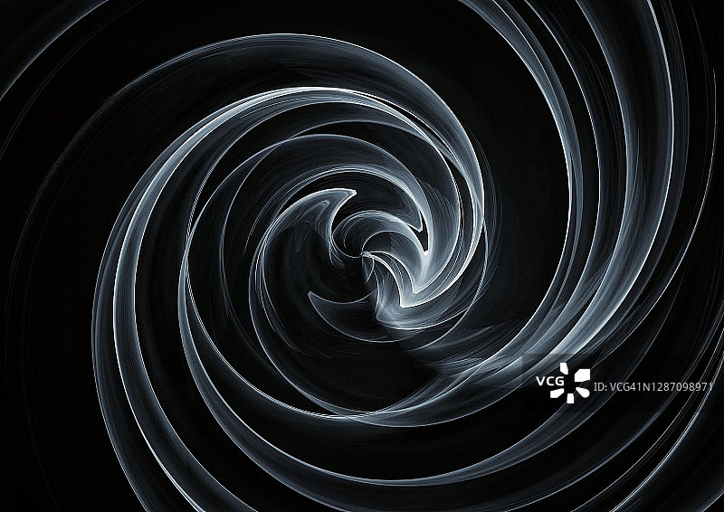 抽象背景的白烟在黑暗中打着旋的科学概念图片素材