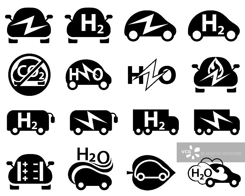 电动和氢燃料汽车图标图片素材