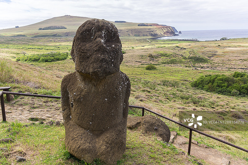 “莫艾·图库里，kneeling Moai。”拉帕努伊岛图片素材