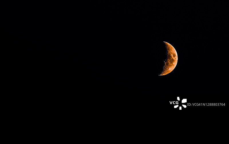血月或猎人月在漆黑的夜空升起。图片素材